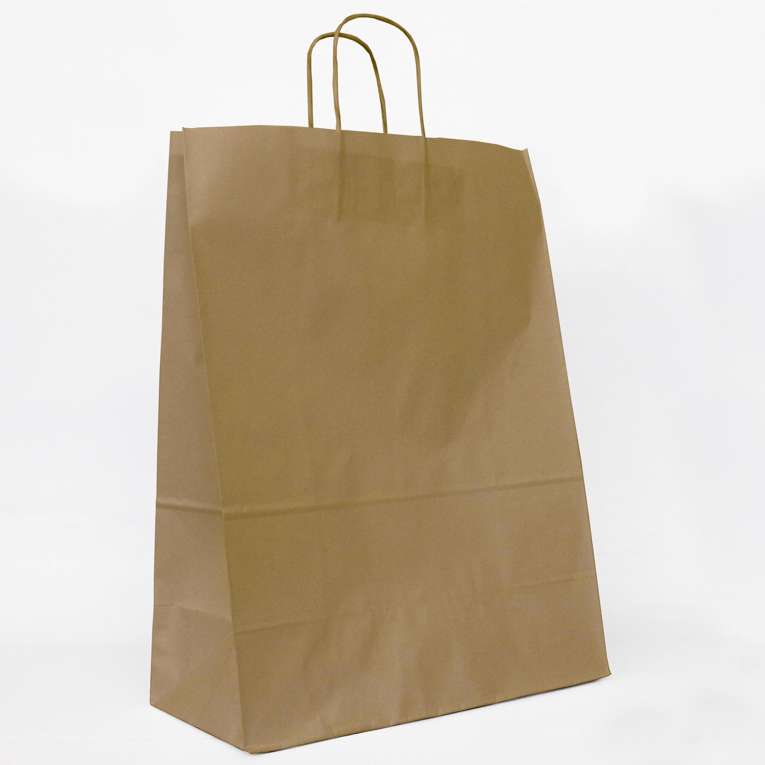 Shopper carta kraft bianco/avana con manico ritorto 46+16x49 cm. -  Packaprint